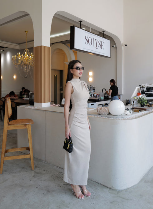 High Neck Sleeves Long Body-con Dress